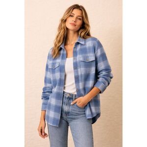 Faherty Legend™ Sweater Overshirt in Blue Buffalo Plaid Size L